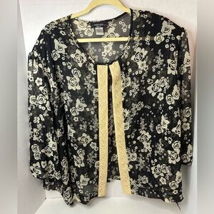 R & M Richards Woman size 34 W Floral Print Sheer Dress Jacket
